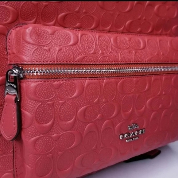 Coach Designer Backpack Signature Embossed Genuine Leather Bag NWT - Picture 8 of 14